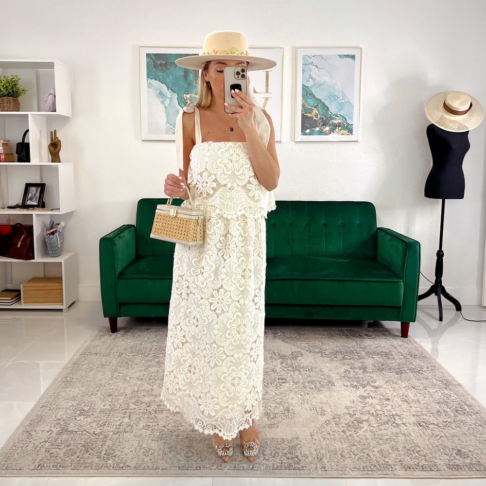 Elegant Cream Lace Dress - Picture 2 of 5
